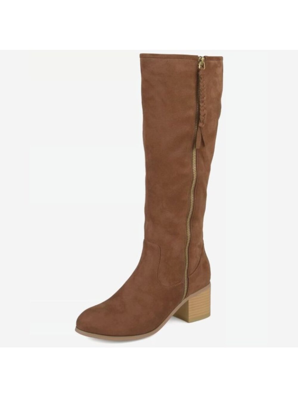 NWT Journee Collection Womens Sanora Taupe Faux Suede Boots Size 7.5M Wide Calf